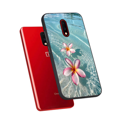  Floating Bloom Bliss phone case For OnePlus 7 showing premium glass back cover with detailed artwork