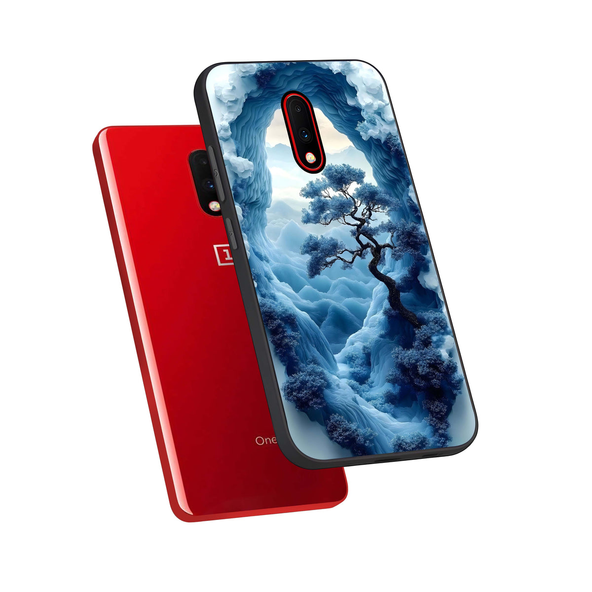  Frozen Serenity Gate phone case For OnePlus 7 showing premium glass back cover with detailed artwork