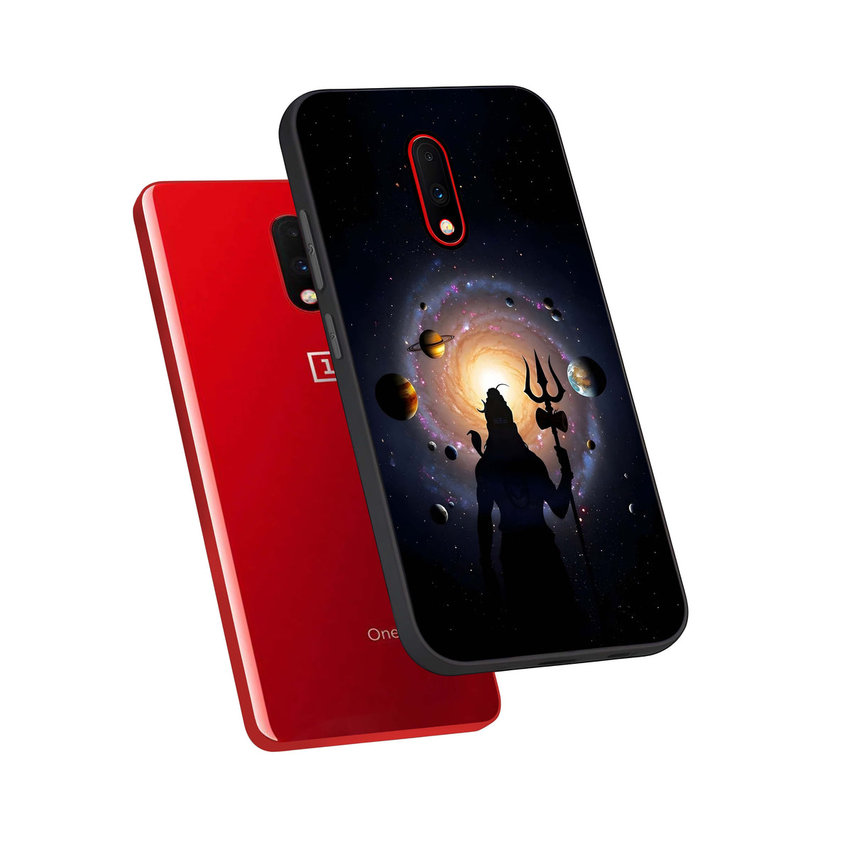  Galactic Shiva Vision phone case For OnePlus 7 showing premium glass back cover with detailed artwork