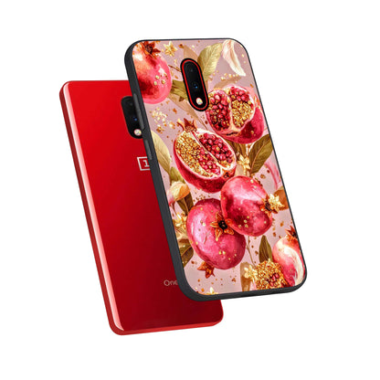 Golden Bloom Glow phone case For OnePlus 7 showing premium glass back cover with detailed artwork