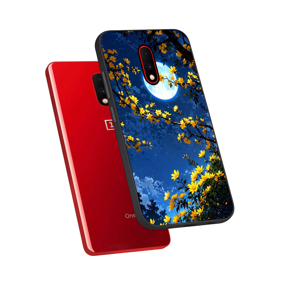  Golden Night Glow phone case For OnePlus 7 showing premium glass back cover with detailed artwork