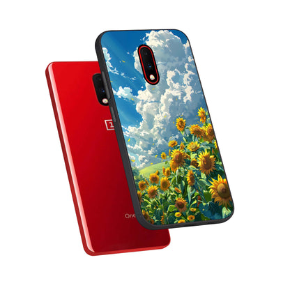  Golden Sun Glory phone case For OnePlus 7 showing premium glass back cover with detailed artwork