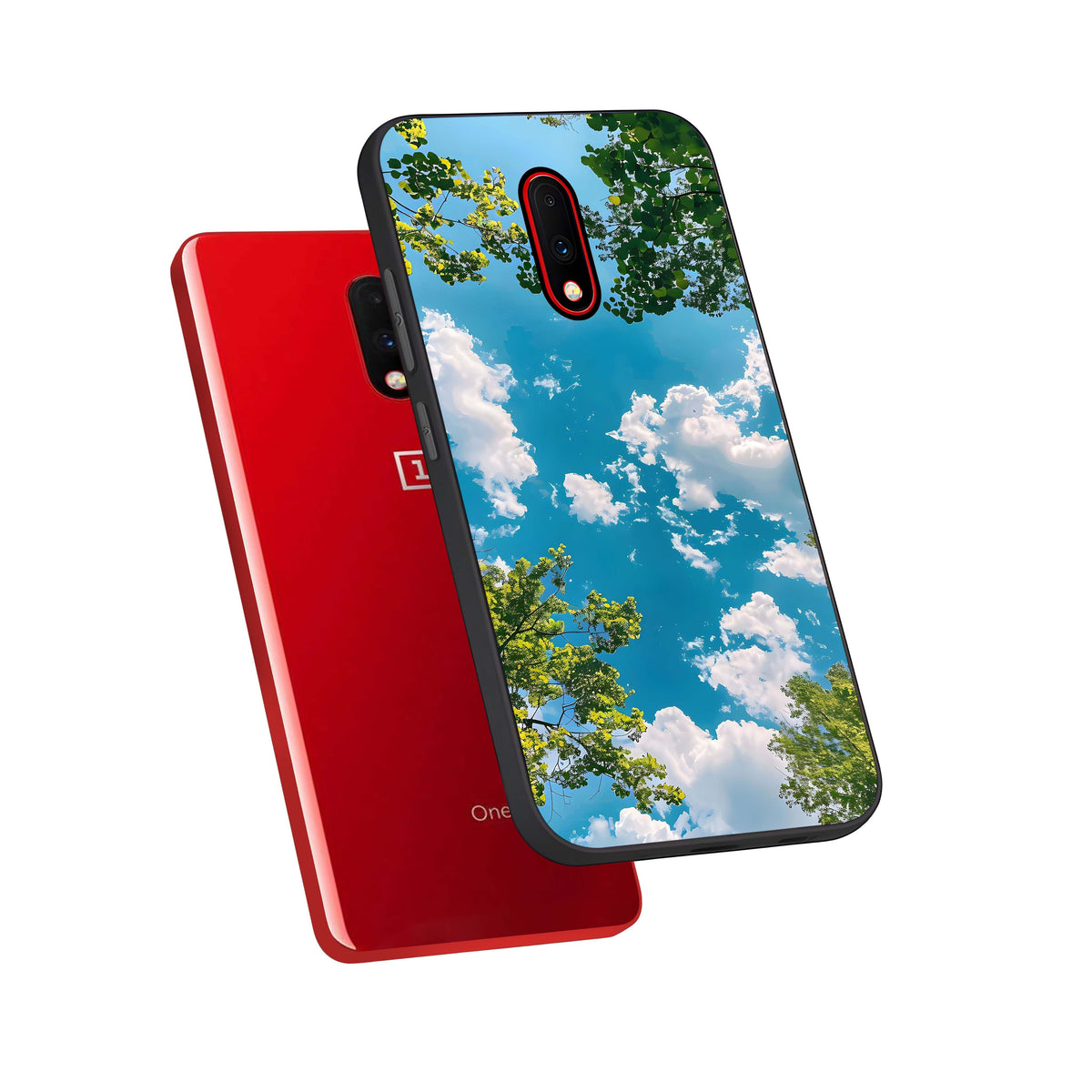  Green Moon Energy phone case For OnePlus 7 showing premium glass back cover with detailed artwork