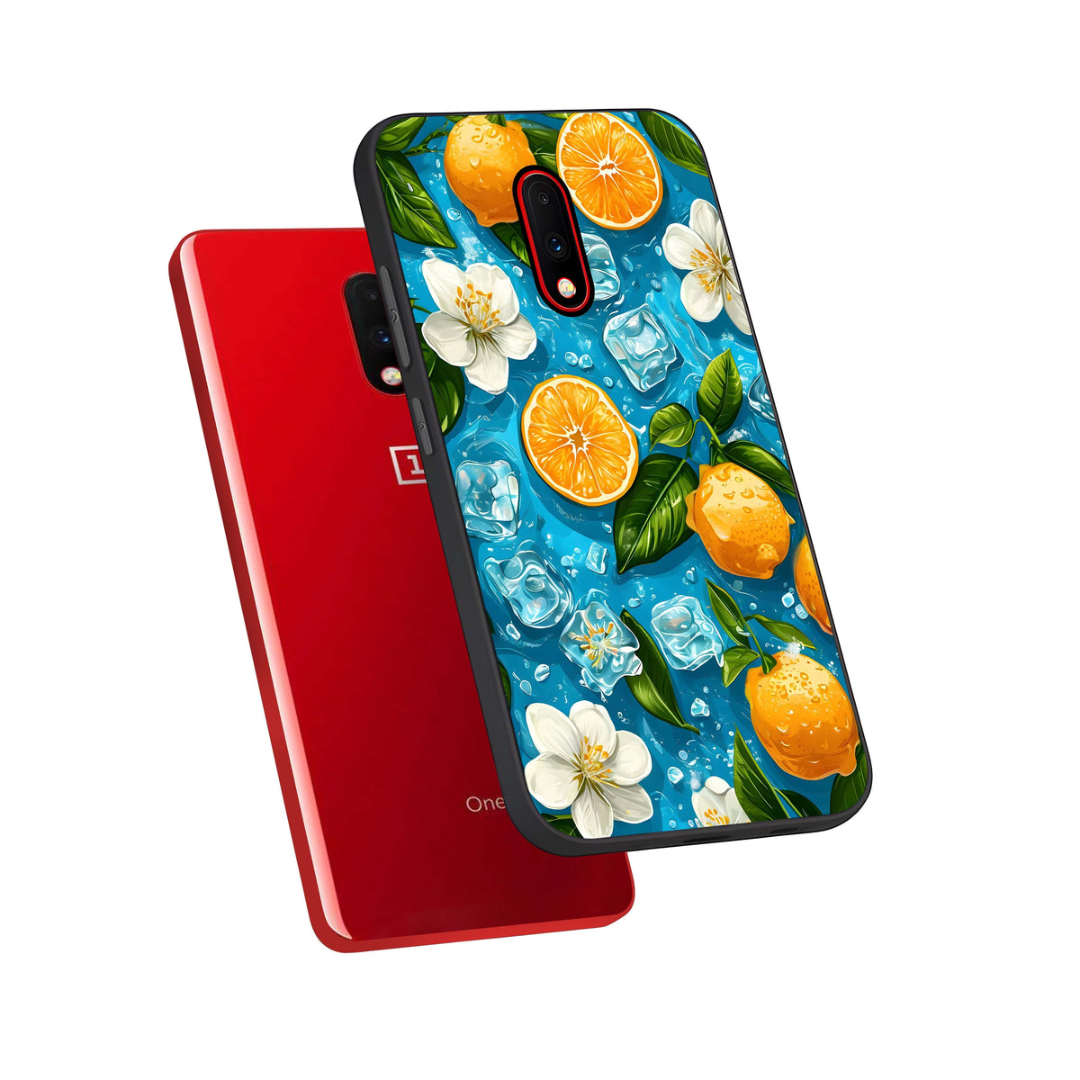  Ice Cube With Orange phone case For OnePlus 7 showing premium glass back cover with detailed artwork