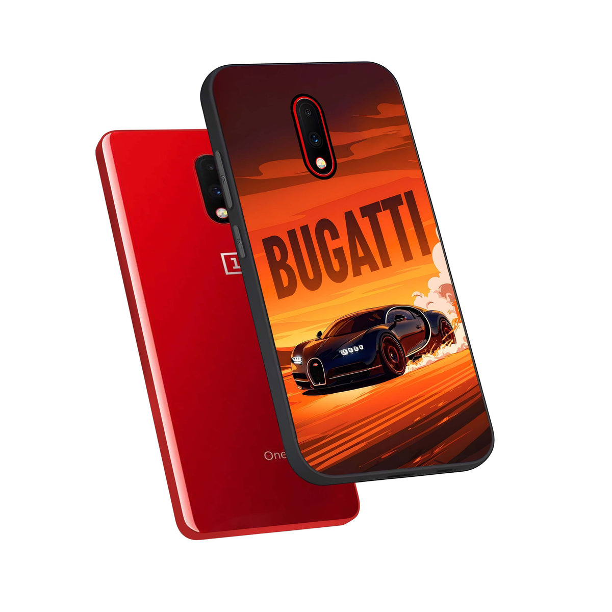  Inferno Bugatti Storm phone case For OnePlus 7 showing premium glass back cover with detailed artwork