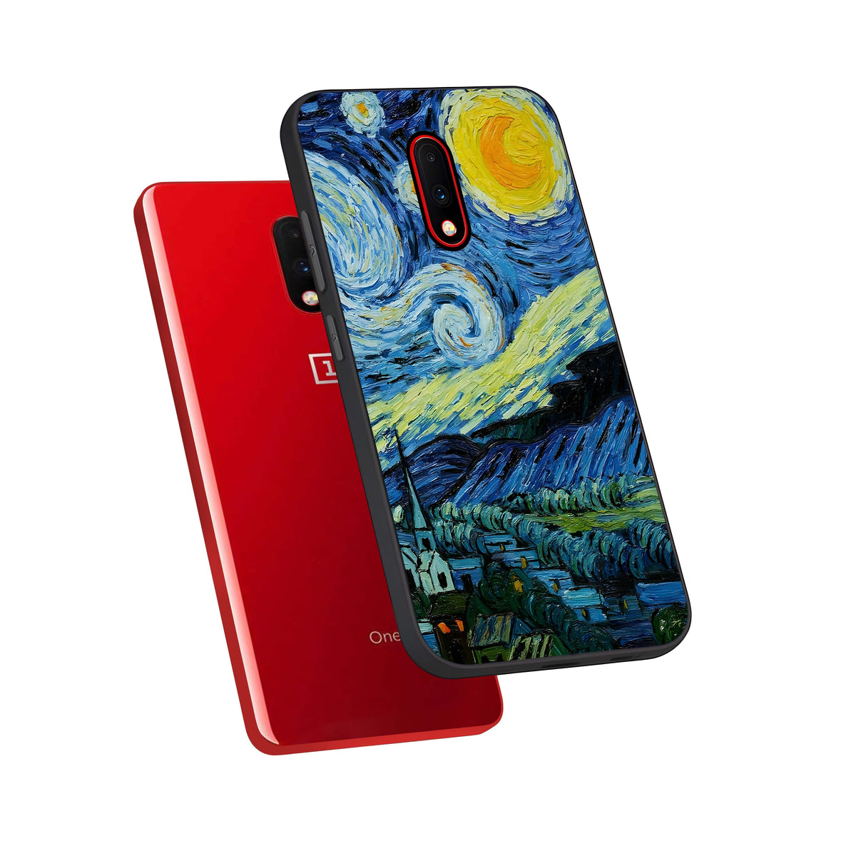  Inspired Van Gogh Art phone case For OnePlus 7 showing premium glass back cover with detailed artwork