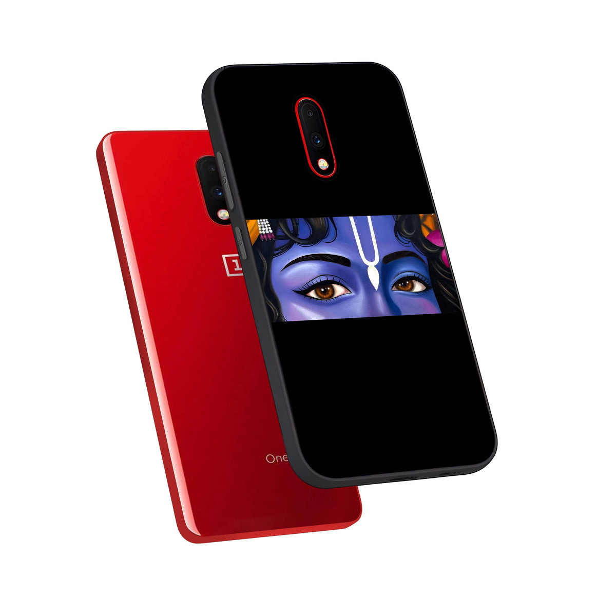  Krishna Eye phone case For OnePlus 7 showing premium glass back cover with detailed artwork