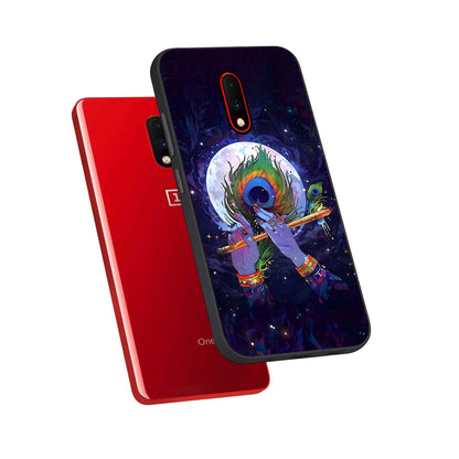  Krishna Hands Art phone case For OnePlus 7 showing premium glass back cover with detailed artwork