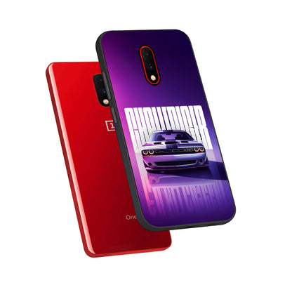  Midnight Muscle Ride phone case For OnePlus 7 showing premium glass back cover with detailed artwork