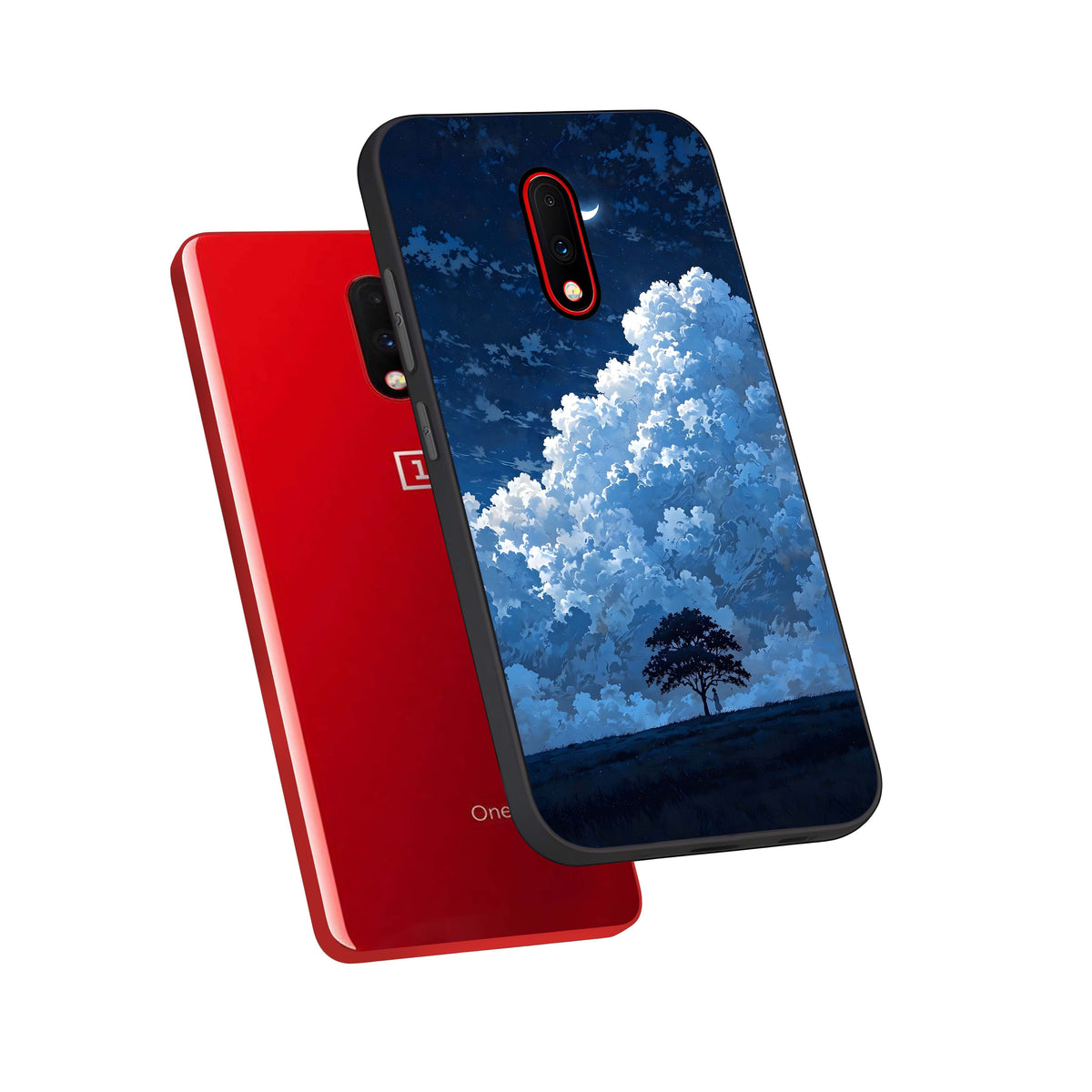  Midnight Sky Serenity phone case For OnePlus 7 showing premium glass back cover with detailed artwork