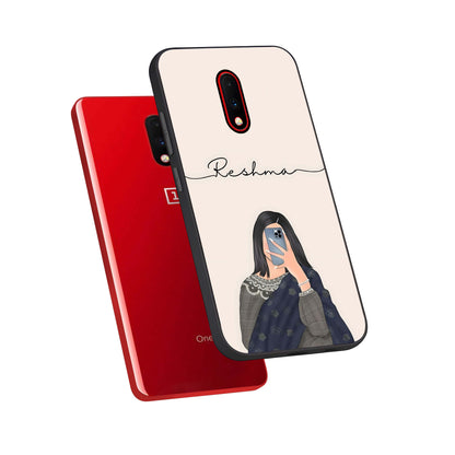  Mirror Mood Muse With Custom Name phone case For OnePlus 7 showing premium glass back cover with detailed artwork