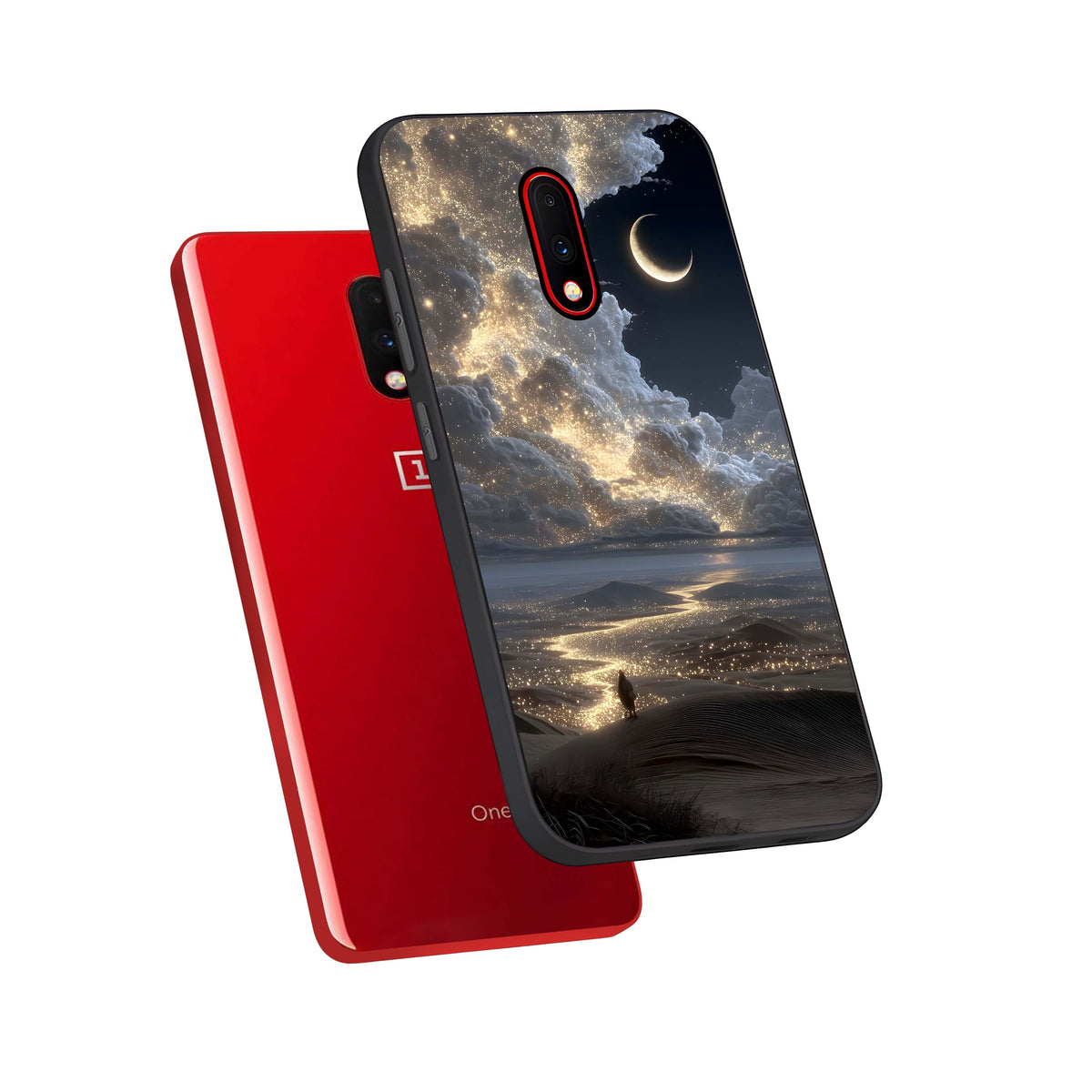  Moonlight Spark Path phone case For OnePlus 7 showing premium glass back cover with detailed artwork