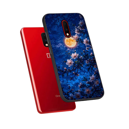  Moonlit Blossoms Night phone case For OnePlus 7 showing premium glass back cover with detailed artwork