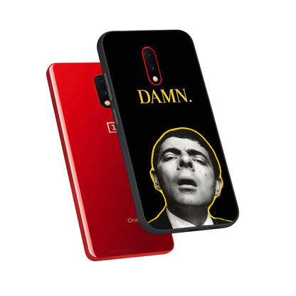  Mr Bean Damn phone case For OnePlus 7 showing premium glass back cover with detailed artwork