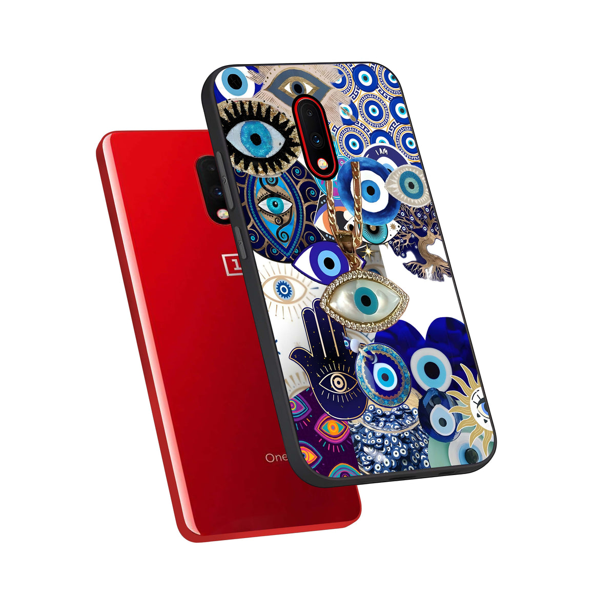  Mystic Charm Eye phone case For OnePlus 7 showing premium glass back cover with detailed artwork