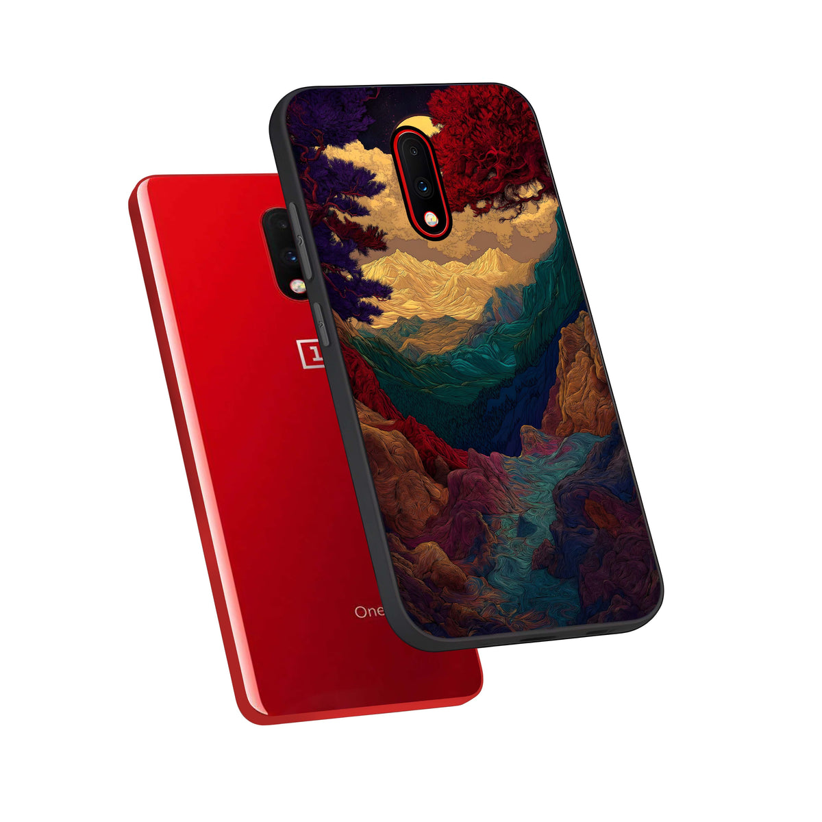  Mystic Valley Light phone case For OnePlus 7 showing premium glass back cover with detailed artwork