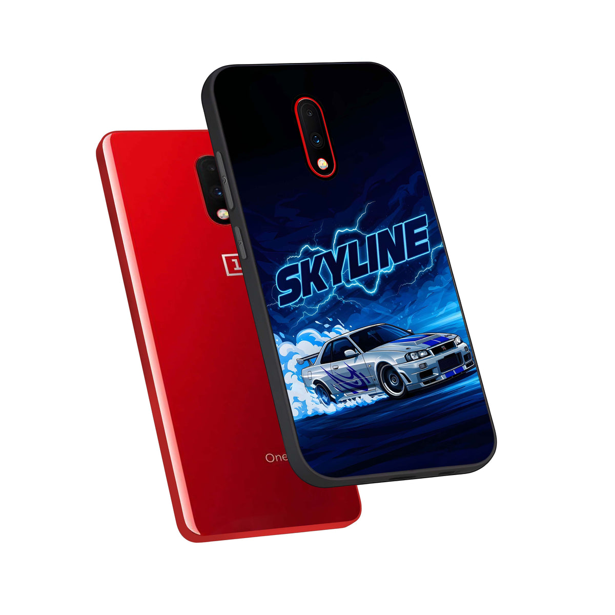  Neon Drift Beast phone case For OnePlus 7 showing premium glass back cover with detailed artwork