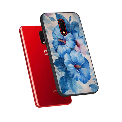  Ocean Hibiscus Grace phone case For OnePlus 7 showing premium glass back cover with detailed artwork