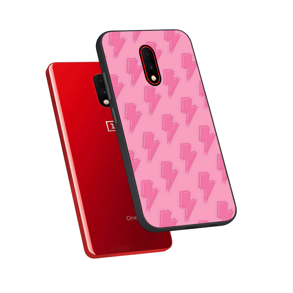  Pink Moo Magic phone case For OnePlus 7 showing premium glass back cover with detailed artwork