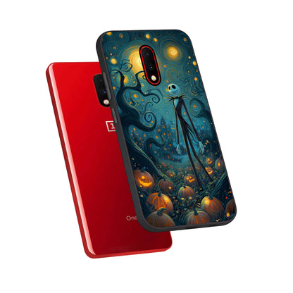  Pumpkin Moonlight Tale phone case For OnePlus 7 showing premium glass back cover with detailed artwork
