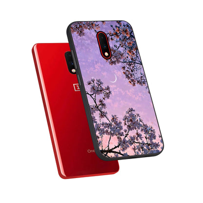  Purple Serenity Moon phone case For OnePlus 7 showing premium glass back cover with detailed artwork