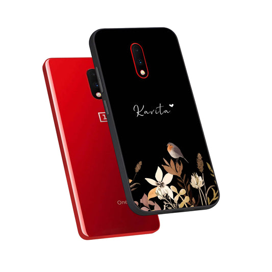  Quiet Garden Tune Custom Name phone case For OnePlus 7 showing premium glass back cover with detailed artwork