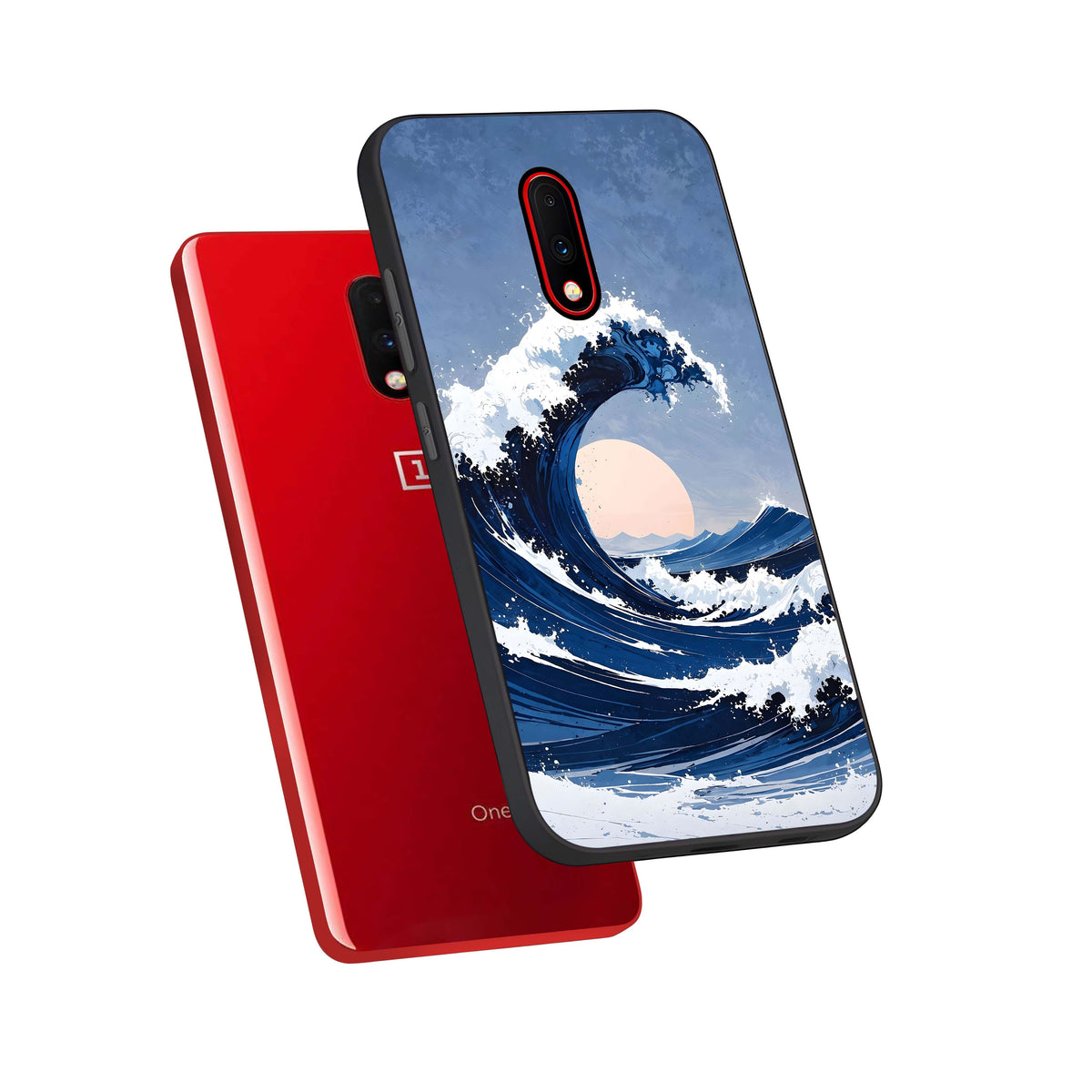  Rising Tide Power phone case For OnePlus 7 showing premium glass back cover with detailed artwork