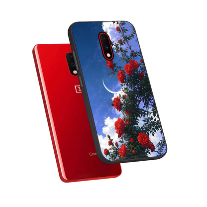  Rose Drift Flowers phone case For OnePlus 7 showing premium glass back cover with detailed artwork