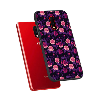  Rose Garden Twilight phone case For OnePlus 7 showing premium glass back cover with detailed artwork