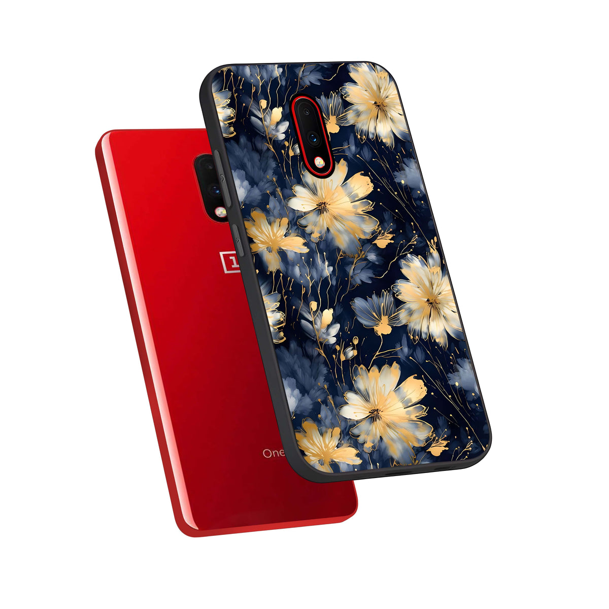  Royal Petal Dream phone case For OnePlus 7 showing premium glass back cover with detailed artwork