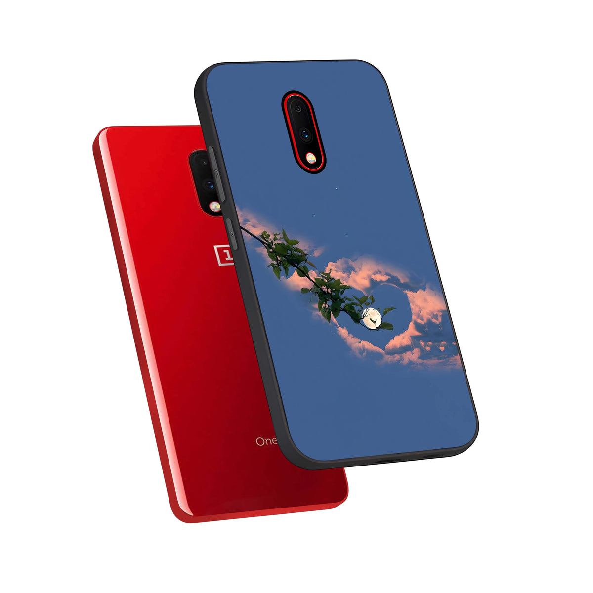  Sky Under Tree phone case For OnePlus 7 showing premium glass back cover with detailed artwork