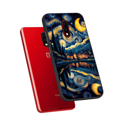  Starry Sky Serenity phone case For OnePlus 7 showing premium glass back cover with detailed artwork
