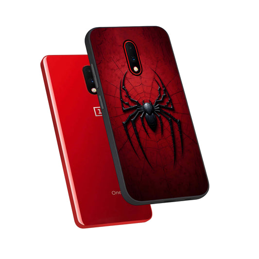  Superhero Web Emblem phone case For OnePlus 7 showing premium glass back cover with detailed artwork