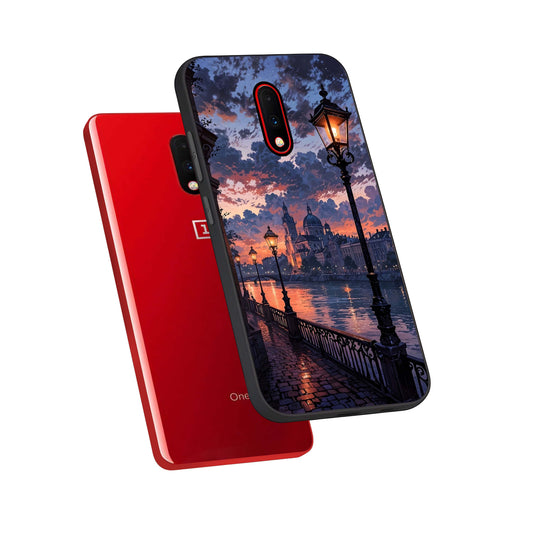  Twilight River Lights phone case For OnePlus 7 showing premium glass back cover with detailed artwork