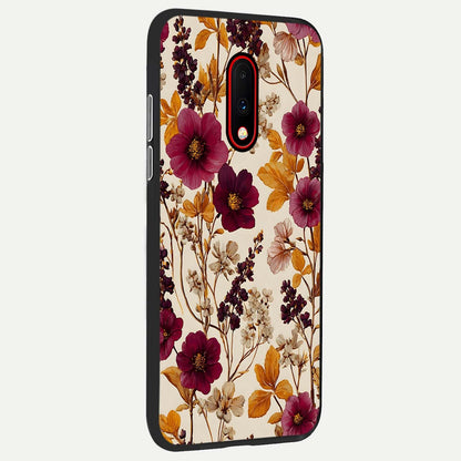  Autumn Wine Bloom back cover For OnePlus 7 slim fit glass case with vibrant aesthetic design