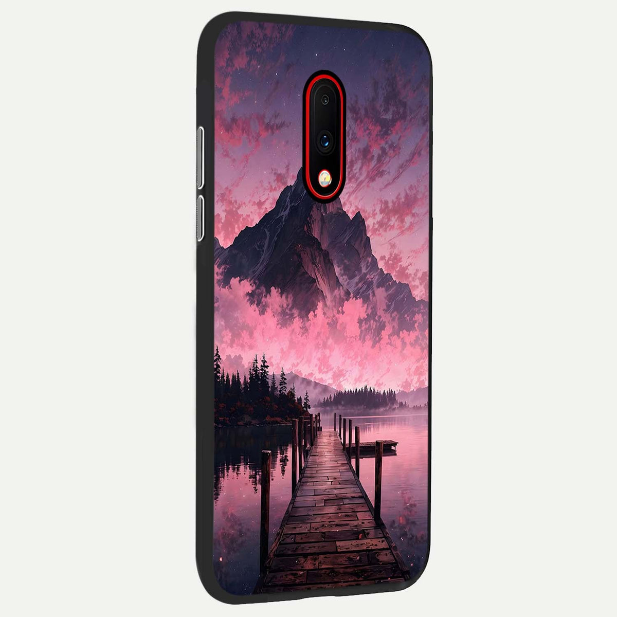  Beautiful Mountain View back cover For OnePlus 7 slim fit glass case with vibrant aesthetic design