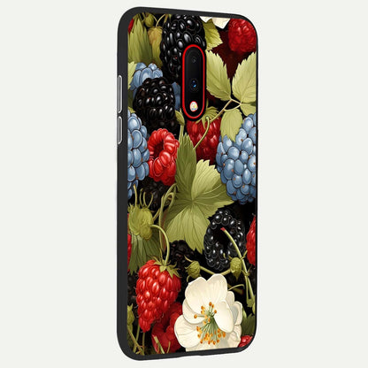  Berry Bloom Charm back cover For OnePlus 7 slim fit glass case with vibrant aesthetic design