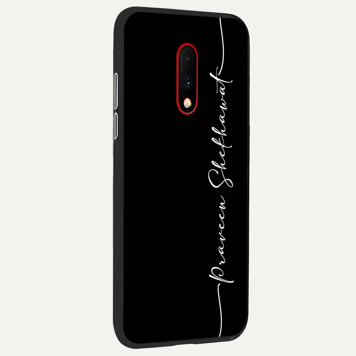  Black Tune Custom Name back cover For OnePlus 7 slim fit glass case with vibrant aesthetic design