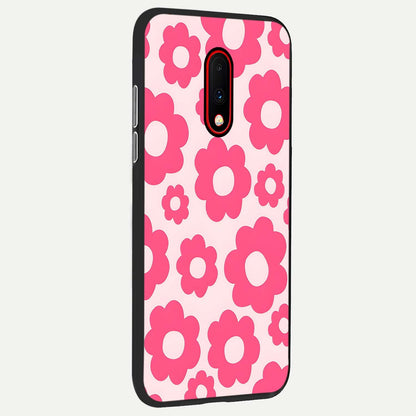  Blush Flower Pop back cover For OnePlus 7 slim fit glass case with vibrant aesthetic design