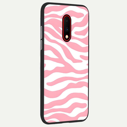  Blush Zebra Flow back cover For OnePlus 7 slim fit glass case with vibrant aesthetic design