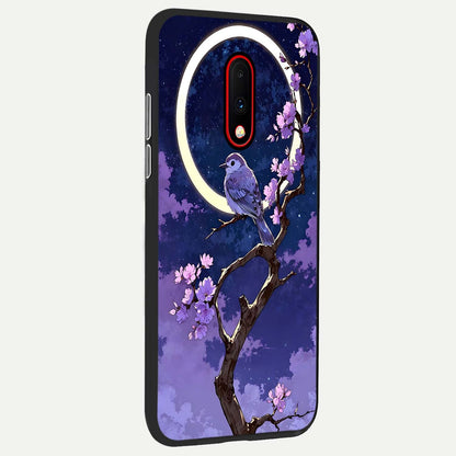  Celestial Bird Blossom back cover For OnePlus 7 slim fit glass case with vibrant aesthetic design