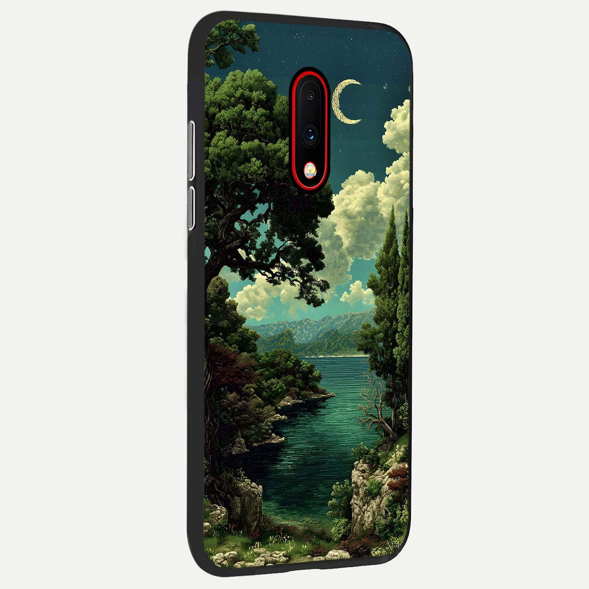  Celestial Lake Peace back cover For OnePlus 7 slim fit glass case with vibrant aesthetic design