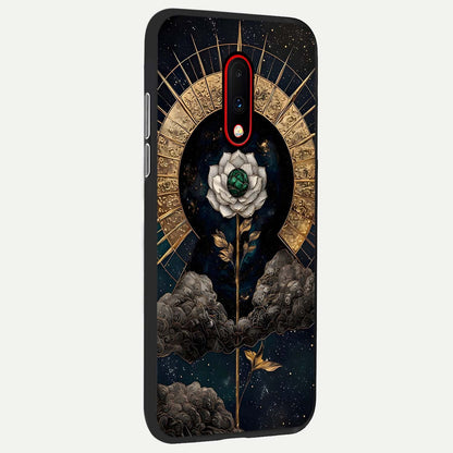  Celestial Lotus Morang back cover For OnePlus 7 slim fit glass case with vibrant aesthetic design