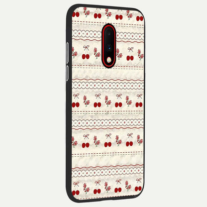  Cherry Bloom Charm back cover For OnePlus 7 slim fit glass case with vibrant aesthetic design