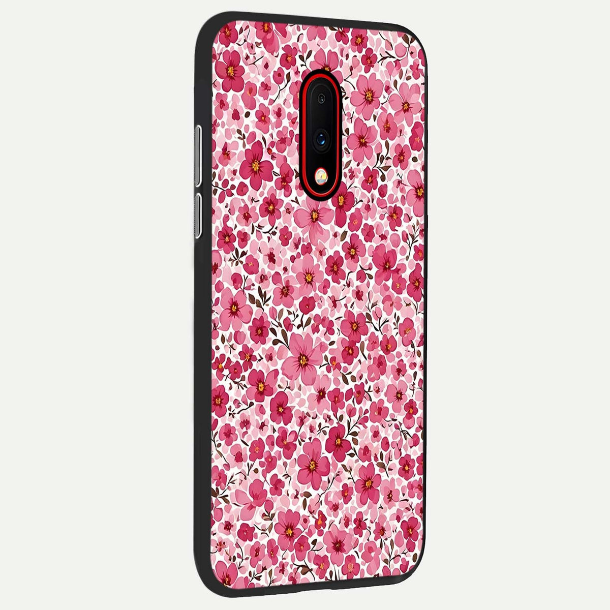  Cherry Blossom Charm back cover For OnePlus 7 slim fit glass case with vibrant aesthetic design