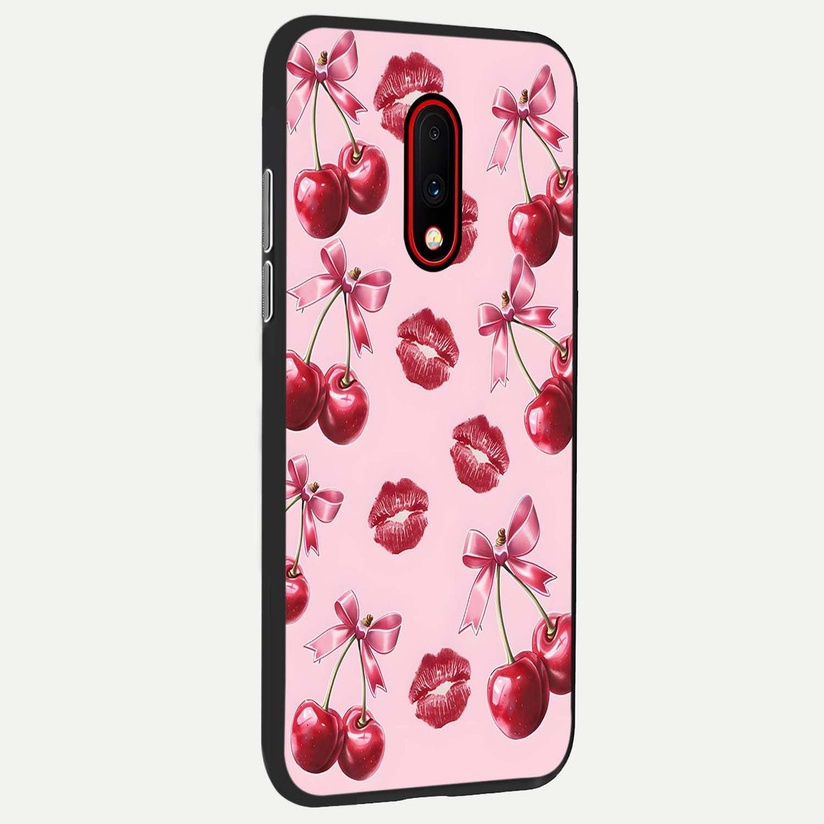  Cherry With Lips back cover For OnePlus 7 slim fit glass case with vibrant aesthetic design