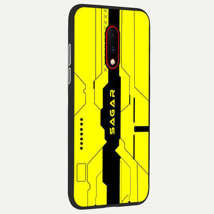  Circuit CYBERPUNK Custom Name back cover For OnePlus 7 slim fit glass case with vibrant aesthetic design