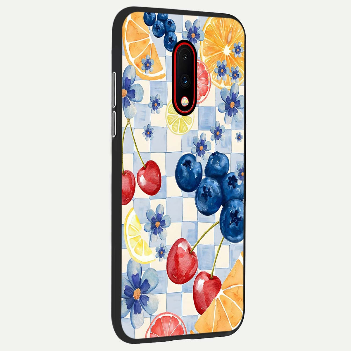  Citrus Bloom Joy back cover For OnePlus 7 slim fit glass case with vibrant aesthetic design