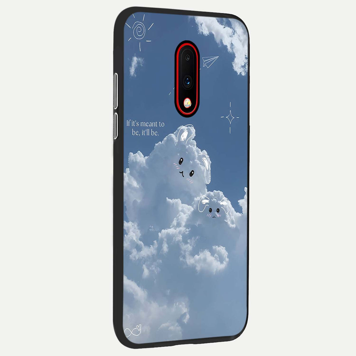  Cloud Bunny Dreams back cover For OnePlus 7 slim fit glass case with vibrant aesthetic design