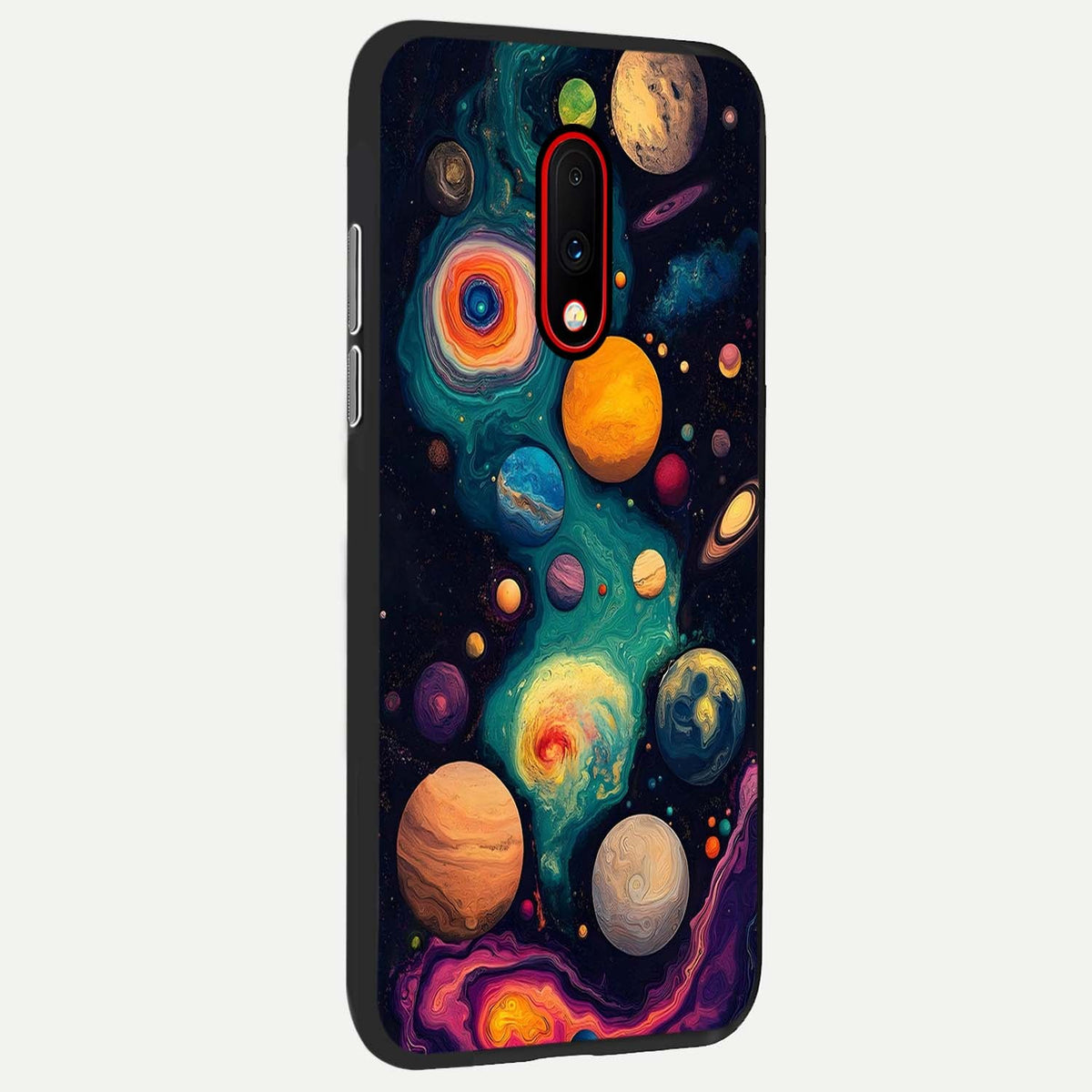  Cosmic Planet Journey back cover For OnePlus 7 slim fit glass case with vibrant aesthetic design